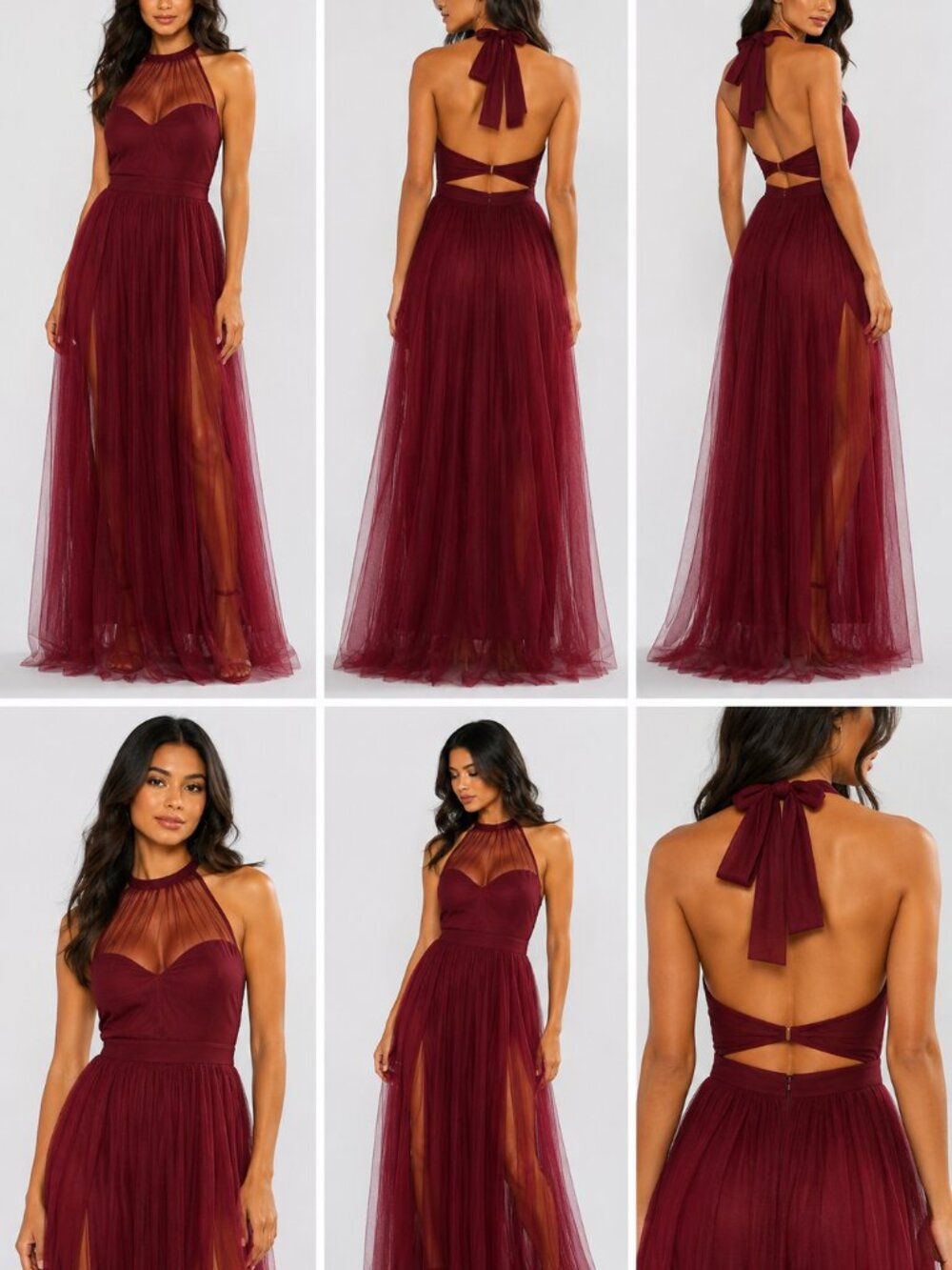 Fashion Nova Of The Tulle Maxi Dress – NWT XL Burgundy